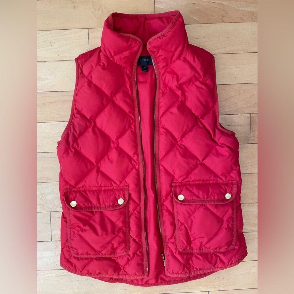J. Crew Bright Pink Quilted Puffer Vest